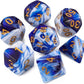 QMAY DND Dice Set - 7 Pcs Polyhedral Dice with D&D Dice Bag for Dungeon and Dragons, RPG, MTG, Role Playing Games Dice (Blue Mix White)