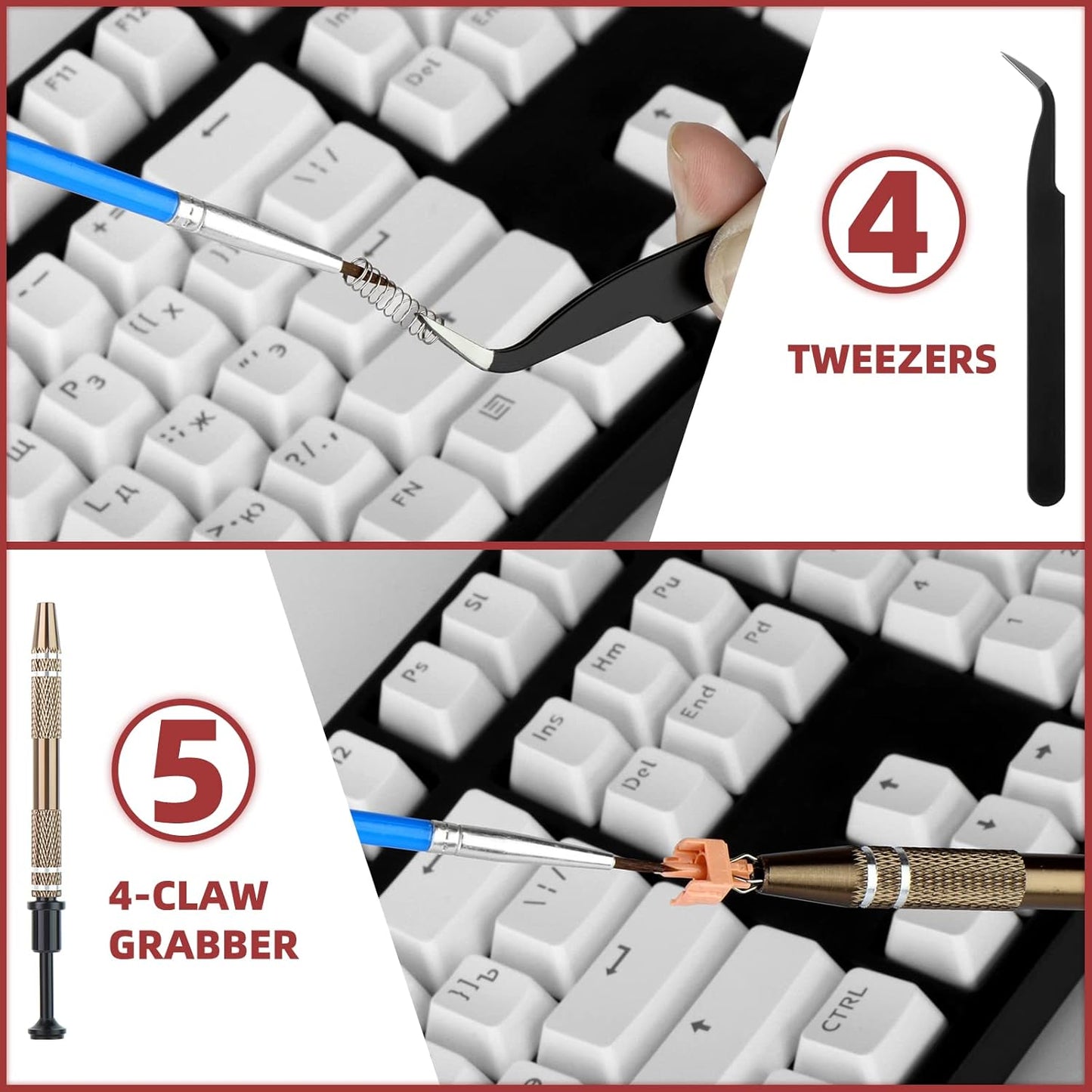 RUNJRX Keyboard Lube Kit with Switch Opener Tweezers for Custom Keyboard, Keyboard Lube Tools