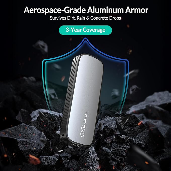 GiGimundo 128GB External Portable SSD, Up to 1073MB/s Dual Port USB C Thumb Drive USB 3.2 Gen 2+USB A Solid State Drives for iPhone 15/16/17/Android/Mac,Silver