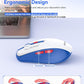 Wireless Mouse (Bluetooth & 2.4GHz USB) with Forward/Backward Side Keys, Silent Click, Ergonomic Portable AA Battery Mice for Laptop/Mac/iPad - Office & Travel Use, White & Blue