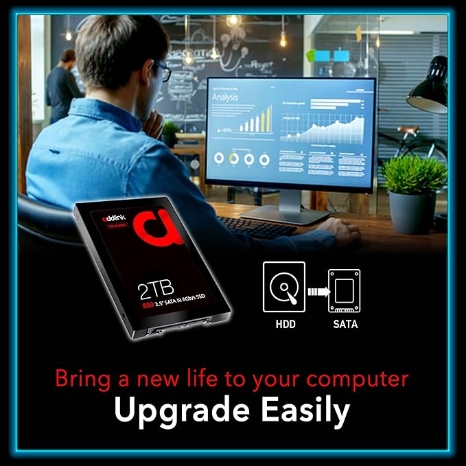 Addlink S20 2TB PS4 Compatible SATA III 2.5" Inch Extreme Quality Internal SSD 550MB/s Maximum Speed, Perfect HDD Replacement/Upgrade for Laptops, PCs & Sony PS4 (ad2TBS20S3S)