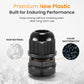 QILIPSU 50pcs 3/8" NPT Cable Gland Waterproof IP68 Nylon Cable Pass Through Cord Grip Connector Strain Relief Wire Grommet