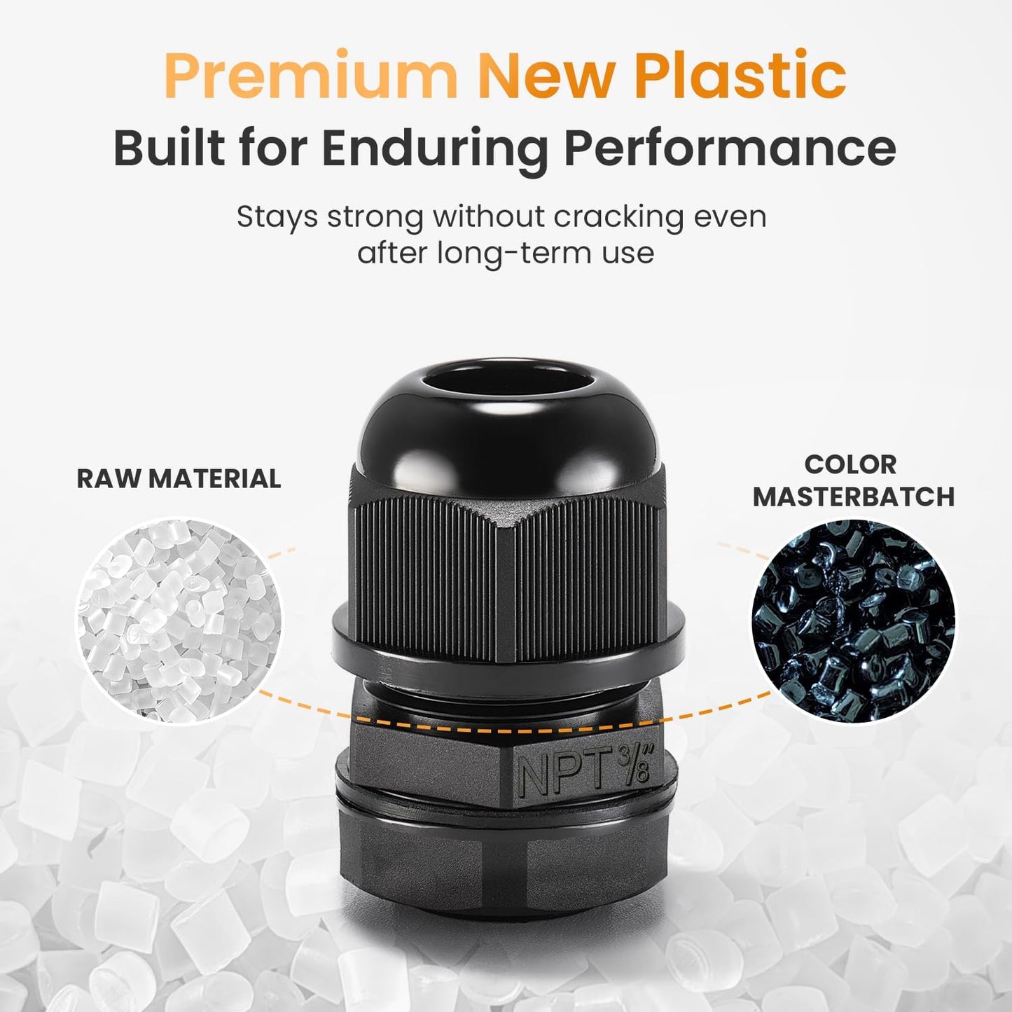 QILIPSU 12pcs 3/8" NPT Cable Gland Waterproof IP68 Nylon Cable Pass Through Cord Grip Connector Strain Relief Wire Grommet