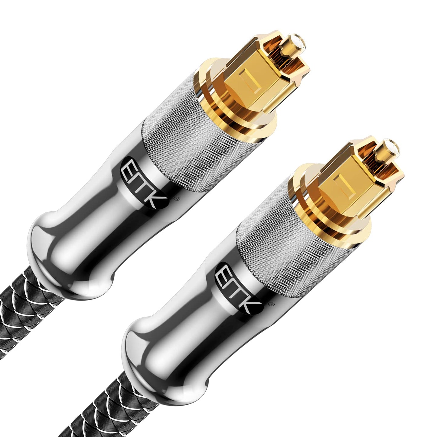 EMK 24K Gold-Plated Optical Audio Cable [11ft/3.6M] - Digital Toslink SPDIF Cable Compatible with Soundbar to TV, Home Theater - High-Speed Fiber Optic Cable (Silver)