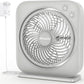 AMACOOL Table Fan, 12 inch Box Fan with 3 Adjustable Speeds & 8HRS Timer, Adjustable Angle Quiet Air Circulator, Desktop Fan for Bedroom Bathroom Kitchen Office, AC Adapter Included (Grey)