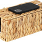StorageWorks Cable Management Box, 2 Slots Wicker Cable Organizer to Hide Cords and Power Strip, Water Hyacinth Cord Hider Box for Home & Office