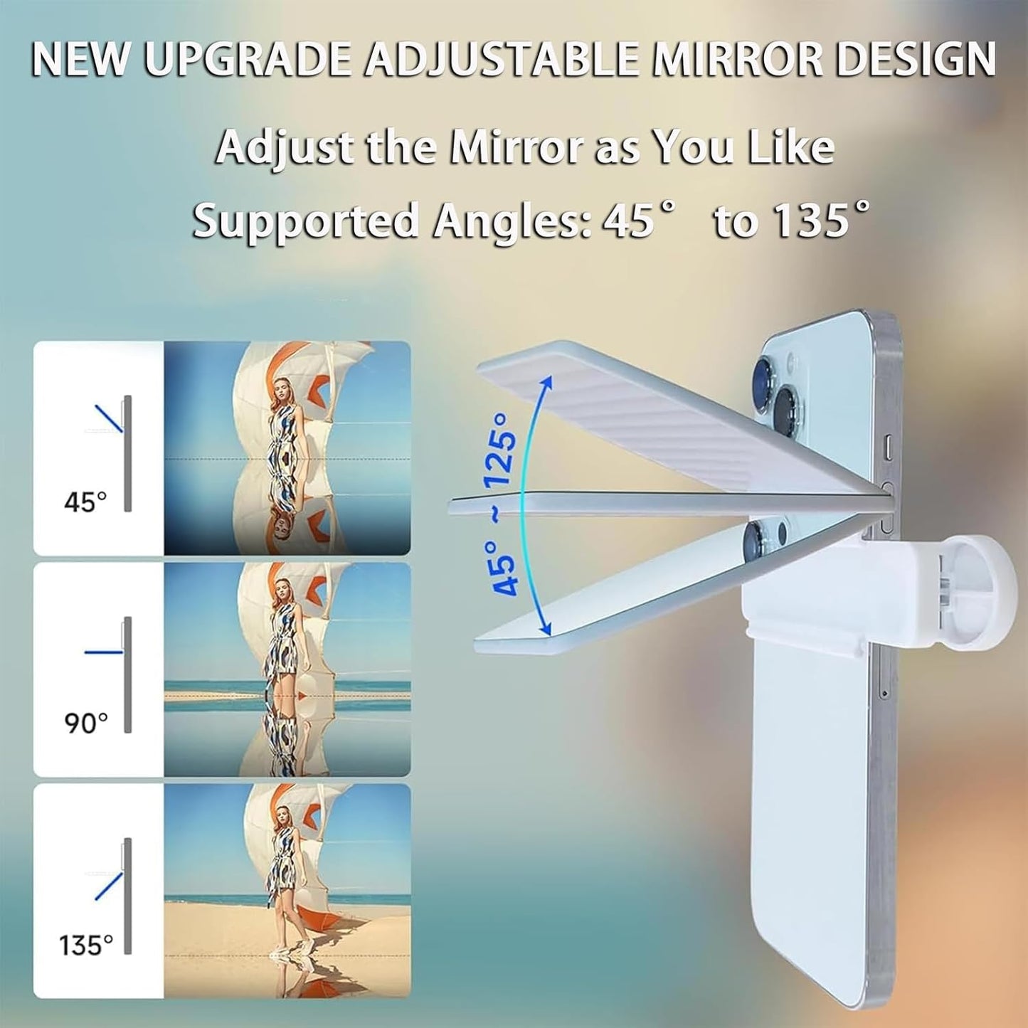 2025 New Upgrade Adjustable Smartphone Camera Mirror Reflection Clip Kit for iPhone & All Phones, Mirror Effect Lens - HD Glass Phone Shooting Reflection Mirror for Outdoor Travel Photography (Black)