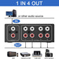 4-Way Stereo L/R Sound Channel Bi-Directional Audio Switcher, 1 in 4 Out or 4 in 1 Out, L/R Sound Channel Audio Switch Splitter RCA Stereo Switch Selector for DVD Stereo Speaker CD Player