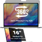 360° Privacy Screen Protector for MacBook Pro 16 Inch (2021-2024, M1, M2, M3, M4, Pro, Max), Privacy Screen Filter for MacBook Pro 16 Inch Anti-Spy/Anti Fingerprint/Anti Blue Light/Anti Glare