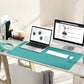 YSAGi Non-Slip Leather Desk Pad L Size, Waterproof Laptop Computer Desk Keyboard Mat, Table Protector Blotter Mat, Large Mouse Pad for Office/Work/Home/Decor(Green Blue, 35.4" x 17")