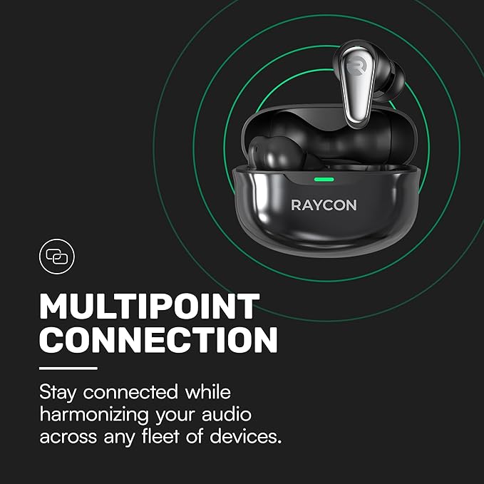 Raycon Pro Earbuds Wireless Bluetooth + 6 Microphones with Hybrid Active Noise Canceling, Sweat & Water-Resistant Earphones, Premium Wireless Ear Buds Bluetooth 40 Hours Playtime (Blue)