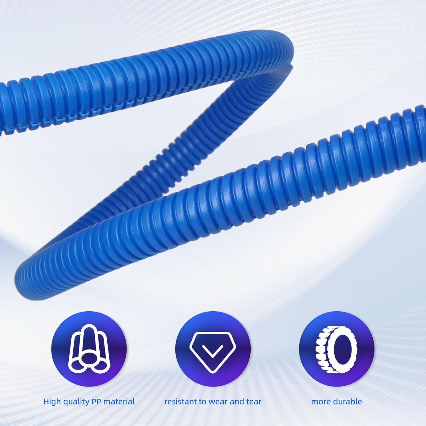 Split Wire Loom Tubing, 10,25ft Cord Protectors from Pets No Chew, Flexible Wire Covers Cord Protectors, Protective Split Cable Sleeve for Automotive Home Industrial Wires(Blue, 0.98inch-10ft)