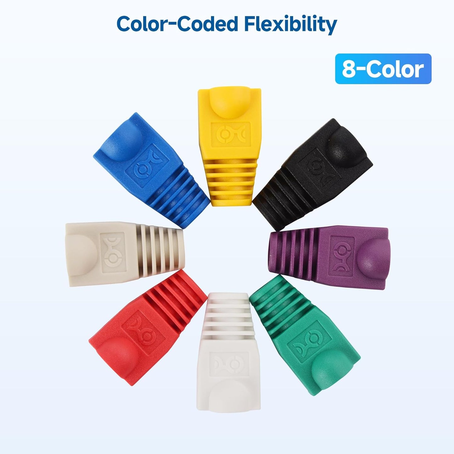 Cable Matters 200-Pack Cat6 / Cat5e RJ45 Strain Relief Boots, RJ45 Boot, Cat 6 Ethernet Boots, Multicolored, Fits 6.5mm (0.25in) Ethernet Cables