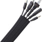 Hook and Loop Cable Sleeve by Wrap-It Storage - 120" x 4.5" Black - Cut to Size Cord Organizer and Cable Protector for Desk, TV Cord Management to Hide and Cover Wire and Extension Cords