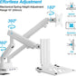 AVLT Dual 17”-38" Monitor Arm Desk Mount with 17" Laptop Tray and USB-C Docking Station, HDMI 4K60Hz, USB-A 5Gbps, Ethernet, 100W PD, Fits Two Flat/Curved Monitor - White