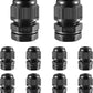 10 PCS 3/8"(5-10mm) NPT Nylon Cable Gland Joints with Gaskets, IP68 Adjustable Lock Nut Strain Relief Cord Grip Waterproof Cable Glands - UL Listed and RoHS Compliant