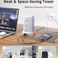 Power Strip Surge Protector, 10 Ft Extension Cord with 12 AC Multiple Outlets 4 USB (1 USB C), SMALLRT Power Tower Desktop Charging Station (White, 6.5 FT)
