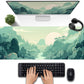 Cute Pastel Mint Green Forest Sage Desk Mat Anime Large Gaming Mouse Pad XL, Aesthetic Sunrise Laptop Computer Keyboard Mouse Mat, Women Office Desk Decor Cover Mat with Stitched Edges 31.5"x11.8"