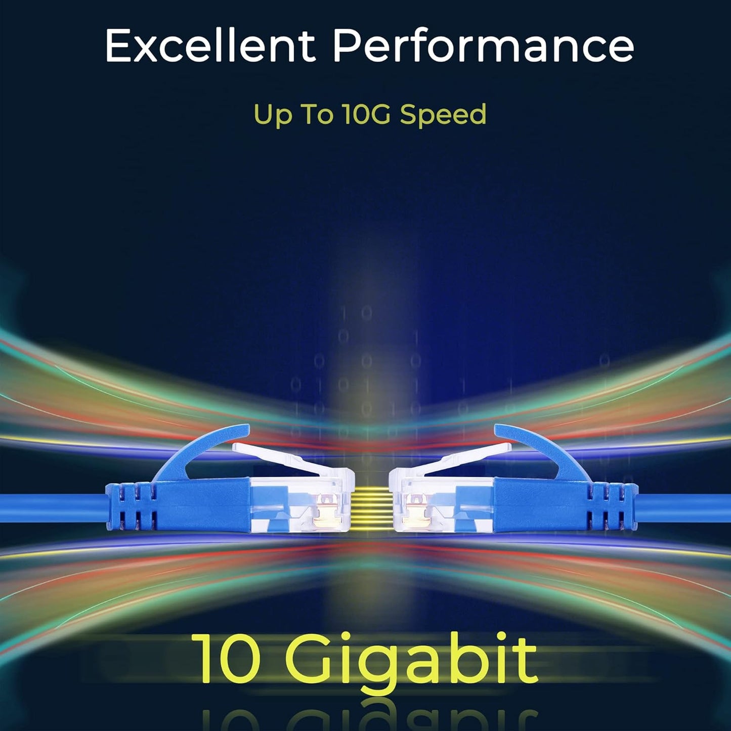 Rapink Patch Cables Cat6a 2ft (50 Pack) Slim, Cat6a Ethernet Patch Cable 10G Support, Snagless Cat 6 Patch Cable for Patch Panel to Switch, Flexiable Cat 6a Ethernet Cable with Gold Plated