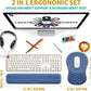 Hokafenle 2 in 1 Ergonomic Mouse Pad Wrist Support & Wrist Rest for Computer Keyboard Set, with Relieve Carpal Tunnel Pain Massage Bulge and Full Memory Gel Design (2In1 Set, Midnight Blue)