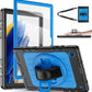 for Samsung Galaxy Tablet A8 Case 10.5 inch 2022 SM-X200/X205/X207 with Screen Protector [360 Rotating Stand] &Hand Shoulder Strap Shockproof Rugged Protective Cover|Black&Blue