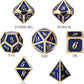DnDnD Heavy Polyhedral Metal Dice Set with Metal Box, 7-die Shiny Blue Surface with Golden Number for RPG,Dungeons and Dragons,Pathfinder,Shadowrun,D&D,Role Palying Game and Math Teaching