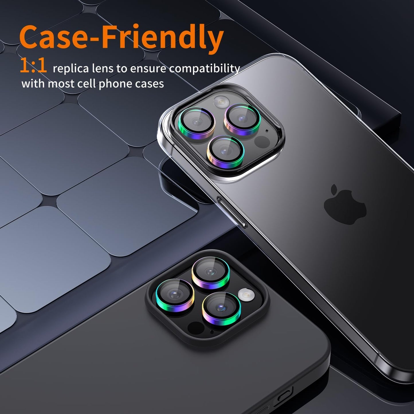 Hoerrye for iPhone 15 Pro Max/iPhone 15 Pro Camera Lens Protector [3+1] [Keep Lens Original Design] 9H Tempered Glass Camera Cover Screen Protector,Colorful Titanium