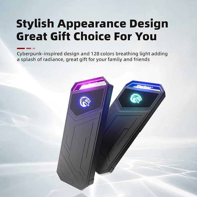 KingSpec Z5 2TB External SSD - 2100MB/s, Portable Solid State Hard Drives with RGB Light, Zinc Alloy Case, USB 3.2 Gen2x2 Interface, Compatible with Mobile Phone/PS4/Laptop/TV/PC (2TB)