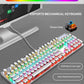 Typewriter Style Mechanical Gaming Keyboard LED Backlit Wired with Blue Switch Retro Round Keycap 104 Keys Keyboard (White 104 Keys LED)