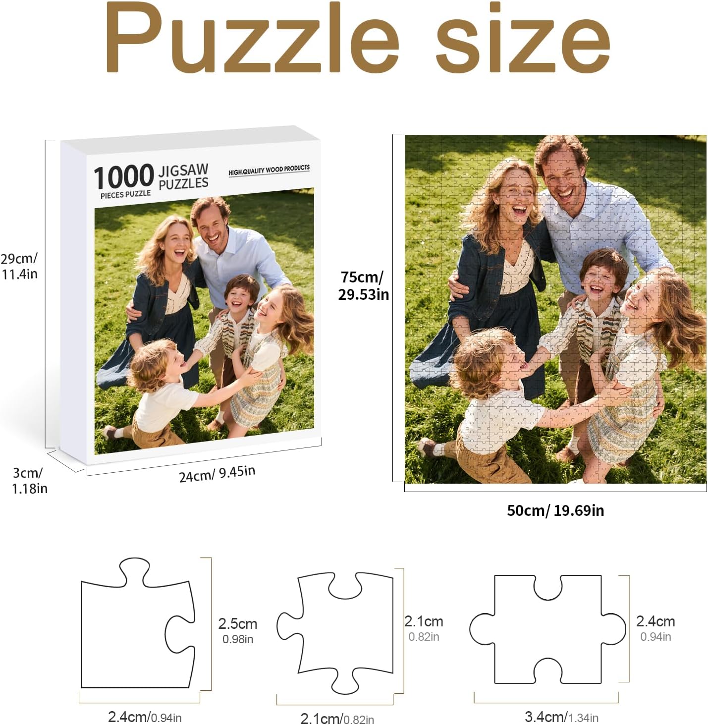 Personalized Photo Puzzle with Glossy Finish – Custom Jigsaw Puzzle 120/200/300/500/1000/1500 Pieces for Family, Couples, Pets, Birthdays, and Weddings (1000-Vertical)