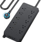 TROND Surge Protector Power Strip 10ft, 360° Rotating Flat Plug, 4000J, ETL Listed, 10 Widely Spaced Outlets, 2 USB A and 2 USB C, Wall Mountable, for Home Office Entertainment, Black