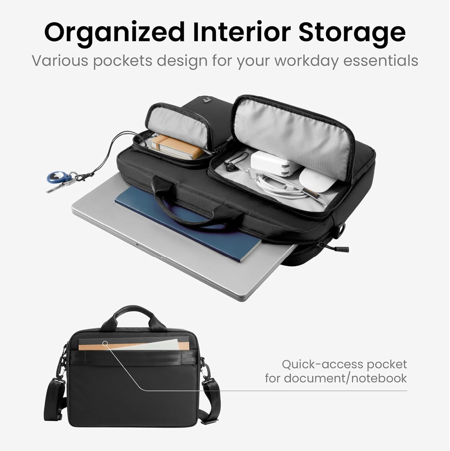 tomtoc A33 Slim 13-16 Inch Laptop Shoulder Bag for MacBook Air/Pro M4/M3, Briefcase with Accessory & Document Storage