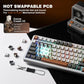 YUNZII B75 PRO Wireless Mechanical Keyboard,75% Layout with Knob,Hot Swap Gasket Custom Structure,Creamy Pre-lubed Switches,RGB Backlit,Bluetooth/Type-C/2.4G for Win/Mac(Cocoa Cream V2 Switch,Grey)