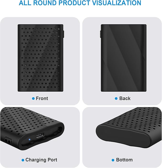 Lacdo Silicone Carrying Case for Samsung T9 Portable SSD 1TB 2TB 4TB External Solid State Drive, Soft Silicon Protective Sleeve Cover Skin for T9 SSD, Travel Pouch Storage Bag with Lanyard, Black