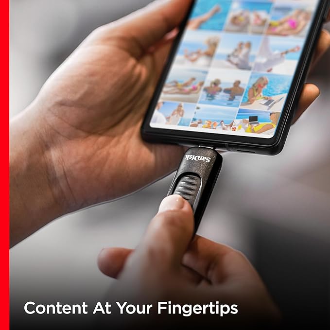 SANDISK 256GB Ultra Slider USB Type-C Flash Drive - Up to 400MB/s, USB 3.2 Gen 1, Retractable Connector - SDCZ480-256G-G46