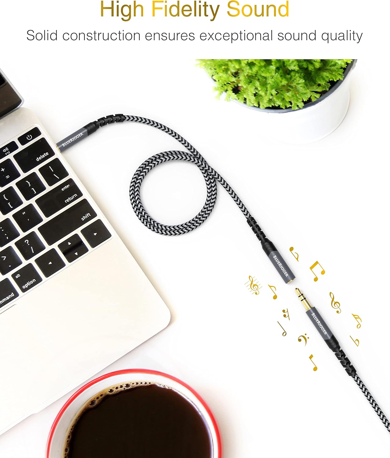 BlueRigger Headphone Extension Cable (3FT, 24K Gold Plated Jack, Hi-Fi Sound, 3.5mm Male to Female Stereo Audio Cable) – Aux Cord for iPod, Laptops, Smartphones, Speakers, Tablets, Home Car Stereo