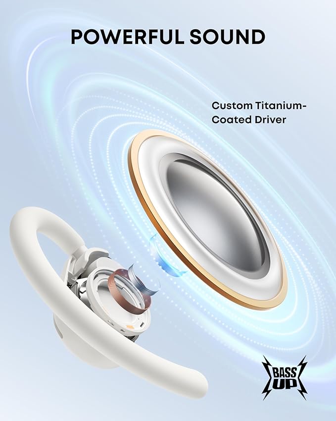 Soundcore V20i by Anker Open-Ear Headphones, Adjustable Ear Hooks, Ultra-Comfort, Snug Fit, Powerful Sound, Clear Calls, IP55, 36H Playtime, Bluetooth 5.4 Wireless Earbuds, Multipoint Connection