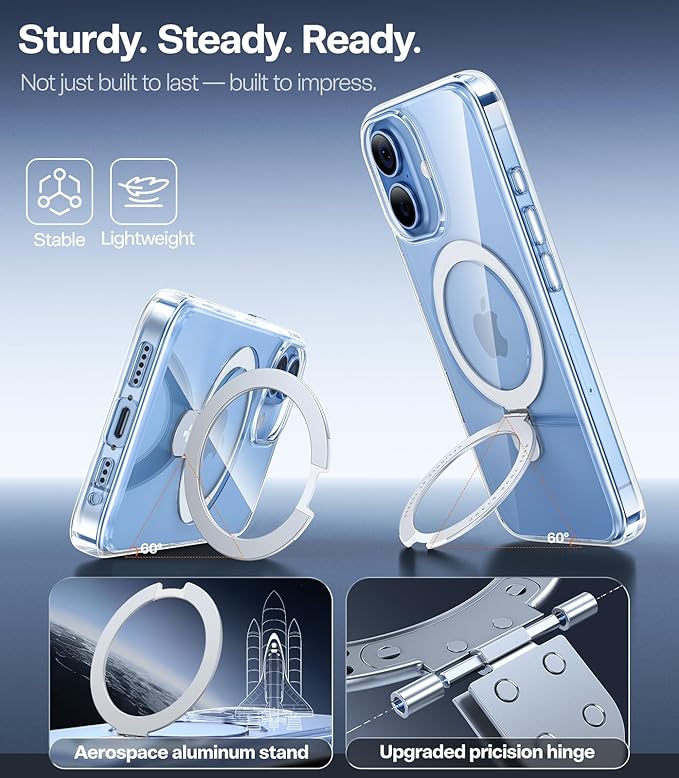 TORRAS Ostand for iPhone 17 Case Clear, Fit for MagSafe, 4X Military Drop Protection, Camera Control, Slim Magnetic Phone Case for iPhone 17 with Stand, Soft Edge, Anti Yellowing Cover 6.3", Clear