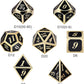 DNDND Metal Dice Set D&D, 7 die Metallic Polyhedral Dice Set with Gift Metal Box and Gold Number for DND Dungeons and Dragons Role Playing Games (Black and Gold)