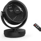 JRD Fans for Bedroom, 90° Oscillating Air Circulator Fan, 13 Inch Quiet Table Fan with Remote, 120° Adjustable Tilt, 3 Speeds, 7H Timer, Powerful Desk Fan for Whole Room Home Office Living Room