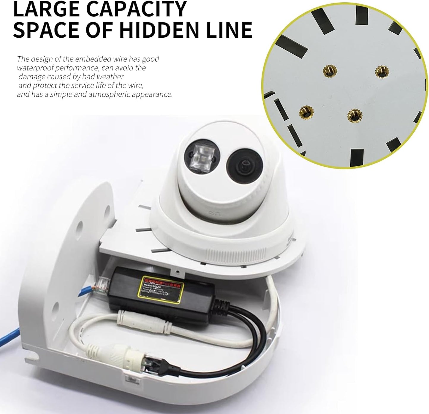 Indoor Outdoor Camera Bracket ABS Plastic Wall Mount L-Shaped Bracket for Security Dome IP Camera Mounting, Junction Box Cable Management (2.5in-SL-1PACK)