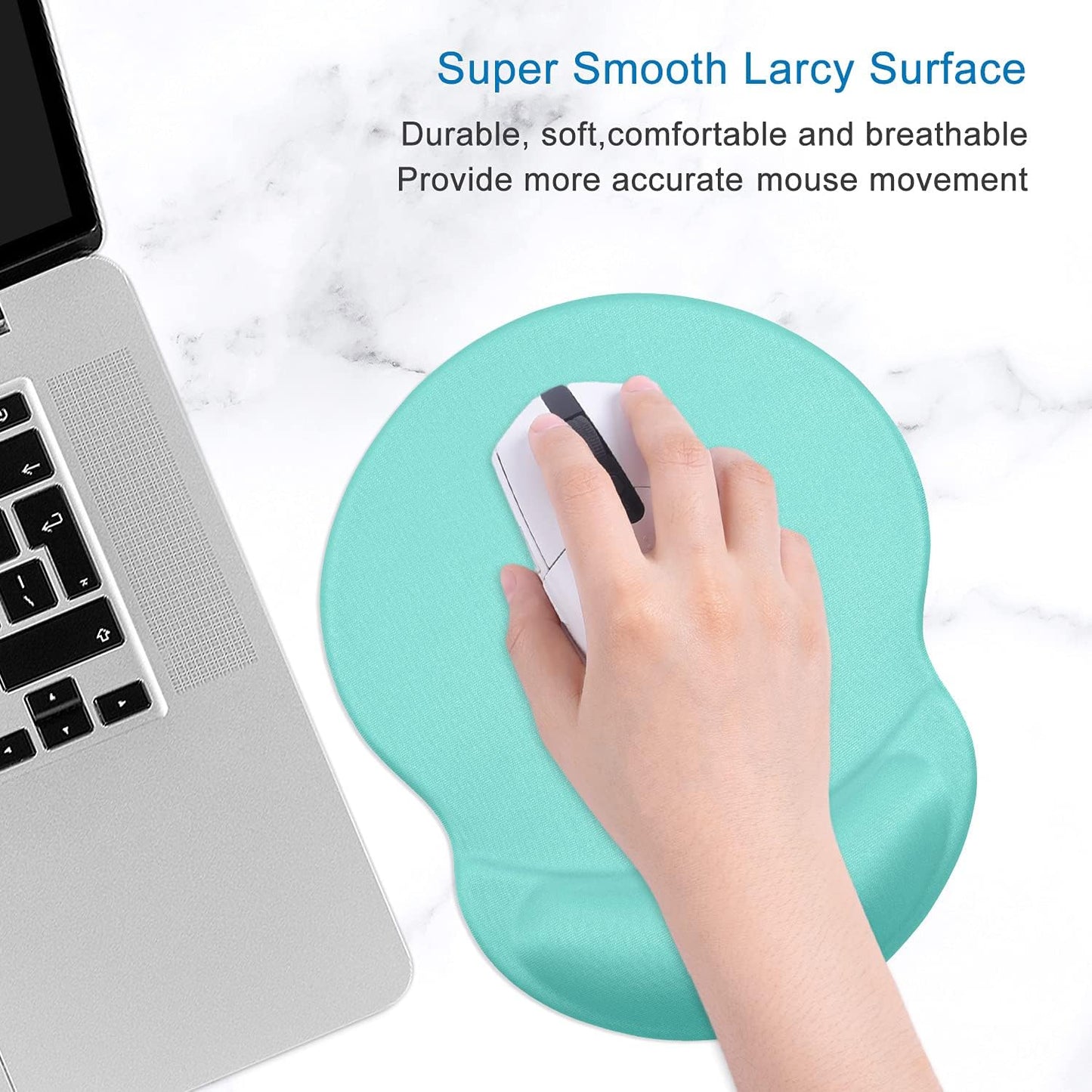 ITNRSIIET Ergonomic Mouse Pad with Gel Wrist Support Small Wrist Rest Smooth Surface Non-Slip PU Base Comfortable Office Supplies Pain Relief, 8.7 x 7.2 inches, Green