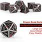 Acient Silver Bloodstained Metal Dice Set DND, DNDND 7PCS Metallic Halloween Die with Metal Case for Dungeons and Dragons Tabletop Games