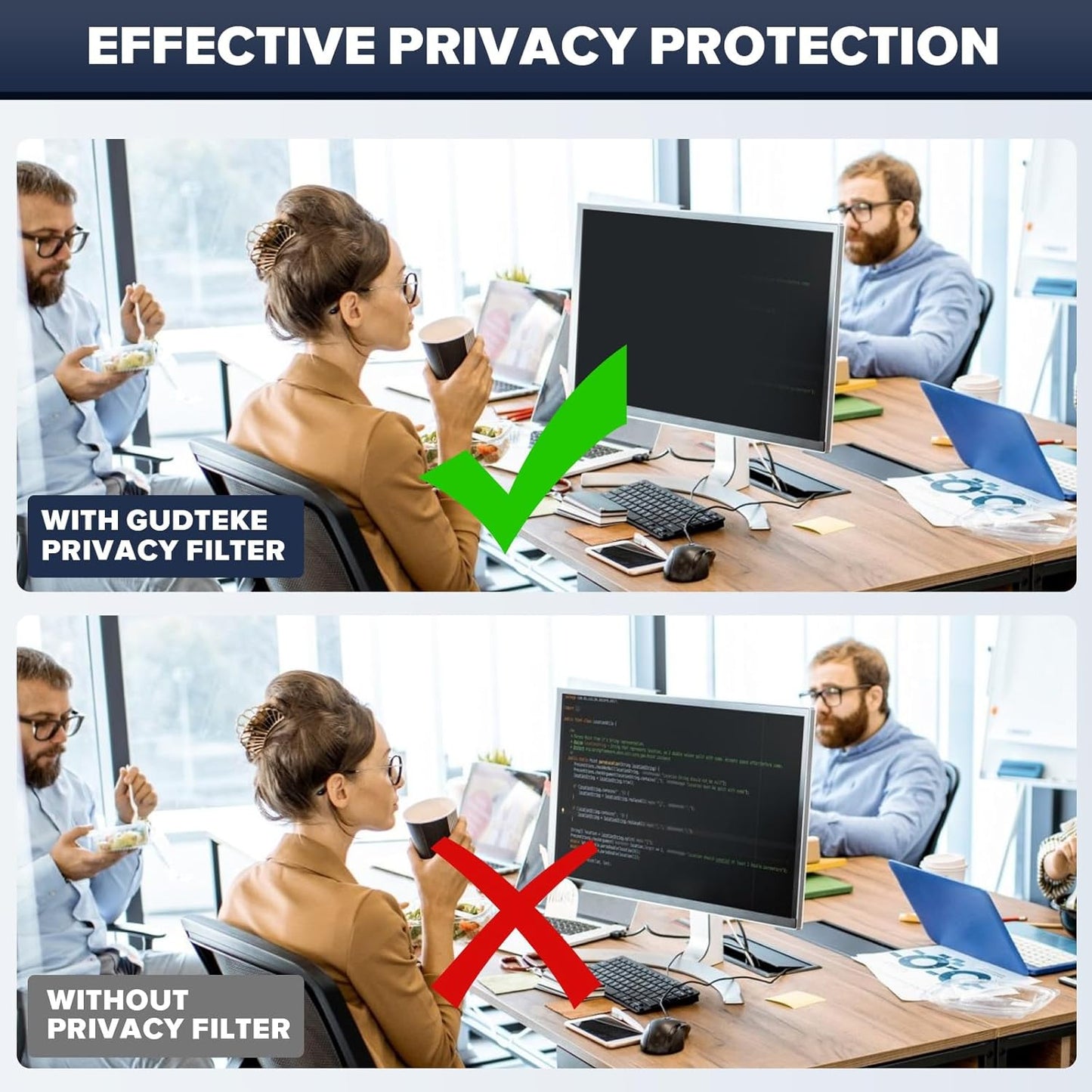 HD Laptop Privacy Screen 13.3 inch, Upgraded Laptop Privacy Screen for 16:9 Widescreen Removable Anti Glare Screen Cover and Blue Light UV-Blocking Filter