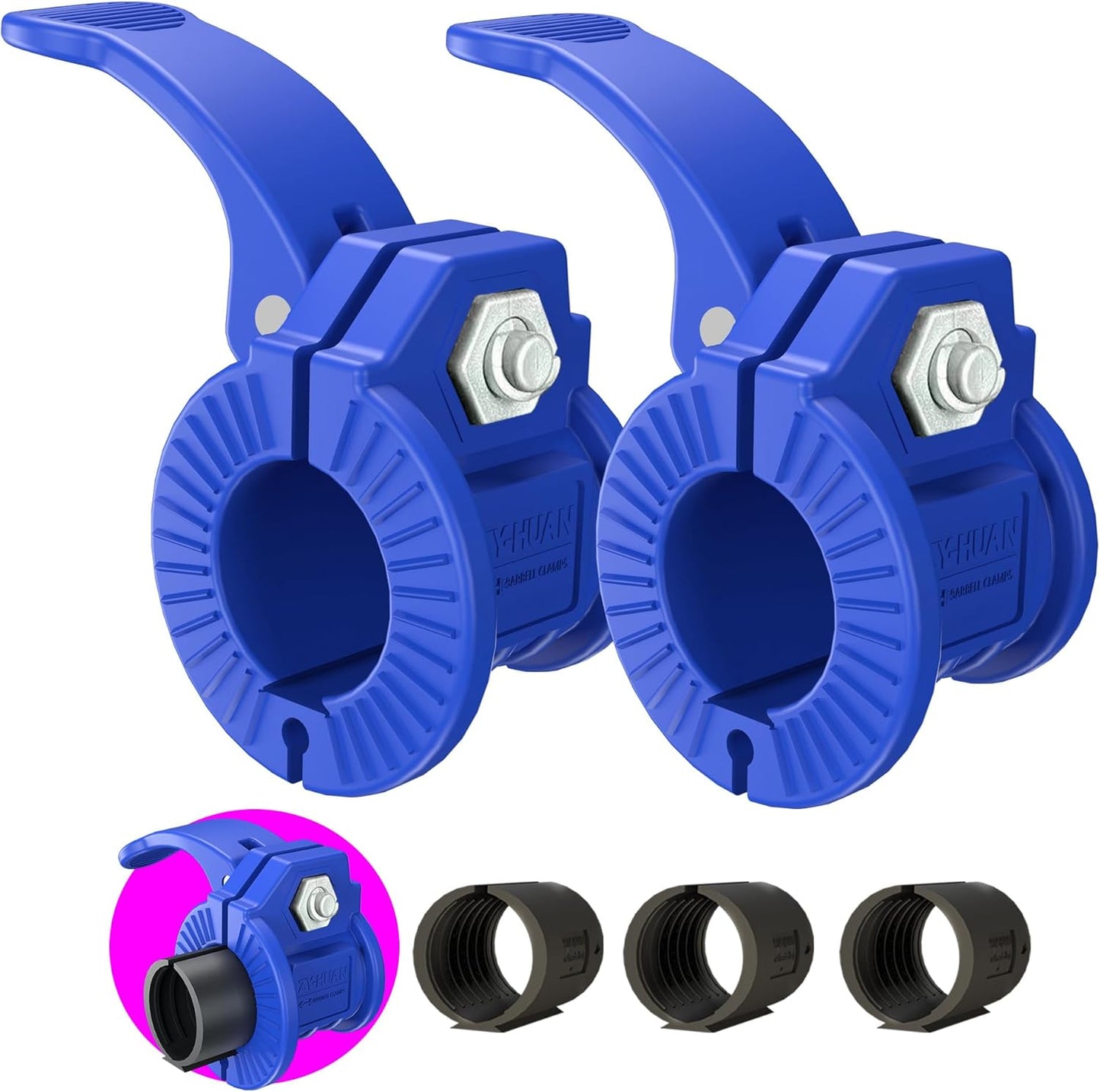 Barbell Clips 1 Inch Quick Release Weight Clamps 0.9-1.18inch Multi-Size Adjustable Olympic Clamps for Bars
