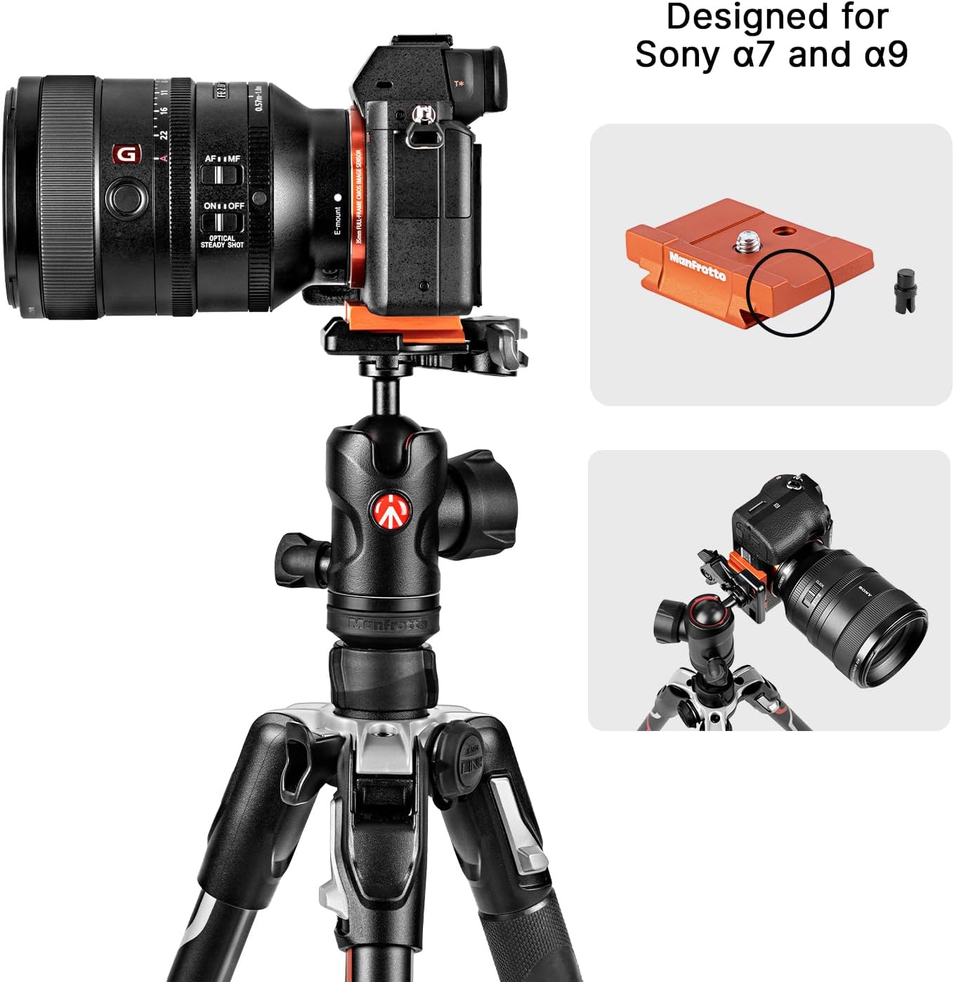 Manfrotto Befree Advanced Camera Tripod Kit Compatible with Sony Alpha7 and Alpha9 Cameras, Tripod Travel Kit with Ball Head and Lever Closure, Aluminium Tripod for Camera Accessories, DSLR,Mirrorless