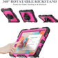 SEYMAC stock Case for Samsung Galaxy Tab A9 8.7'', Full-Body Drop Protection Case with Screen Protector Pencil Holder [360° Rotating Hand Strap] &Stand, Pink+Black