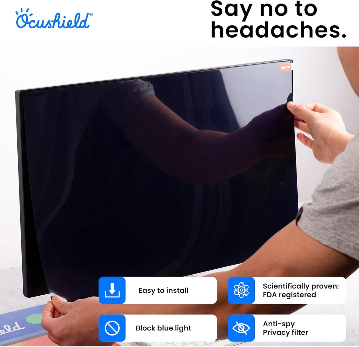 Ocushield 21” (16:10) Premium Anti Blue Light Screen Protector with Privacy Filter for Laptops and Computer Monitors - Anti-Glare - Easy Install - Anti-Fatigue