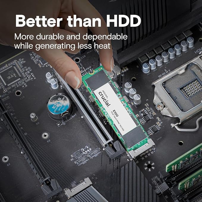 Crucial E100 2TB M.2 NVMe PCIe Gen4 Internal SSD, Up to 5,000MB/s, Laptop & Desktop Compatible - CT2000E100SSD8