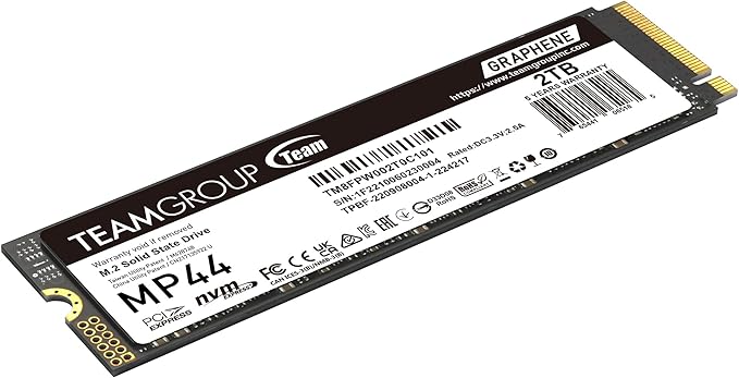 TEAMGROUP MP44 2TB SLC Cache Gen 4x4 M.2 2280 PCIe 4.0 w/NVMe Laptop, Desktop, NUC, NAS SSD Read/Write Speed up to 7000 / 6000MB/s TM8FPW002T0C101
